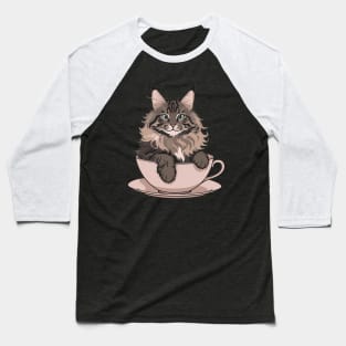 Cute Cat In A Cup 2 Baseball T-Shirt